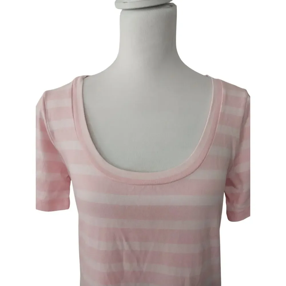 NWOT! J. CREW! TWO TONED PINK STRIPED 100% FINE KNIT COTTON SHIRT DRESS! SZ M